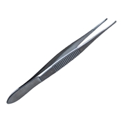 Bonaccolto Utility Forceps, Serrated Handle With Polished Finish, Straight Shafts, 16mm Long And 1.7mm Wide Platform, Lengthwise Serrated Jaws With Cross Serrated Tips, And Overall Length Of 4 3/8" (110mm) 